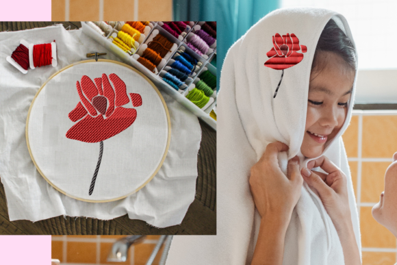 A Close Look at Creative Fabrica's Red Orchid Embroidery Design