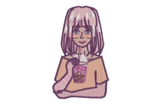 A Designer's Review of the Anime Girl Drinking Bubble Tea Embroidery Pattern