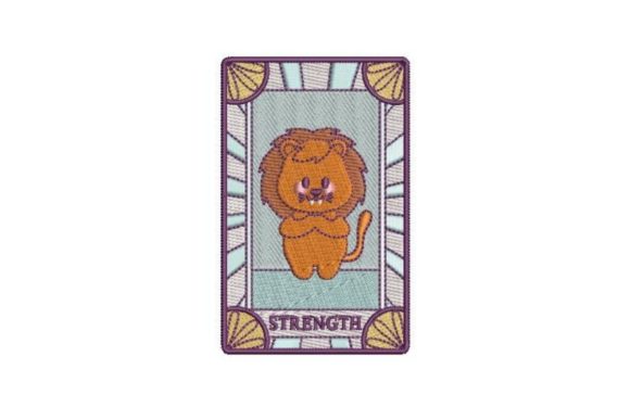 A Kawaii Tarot Card Embroidery Design for Strength & Style